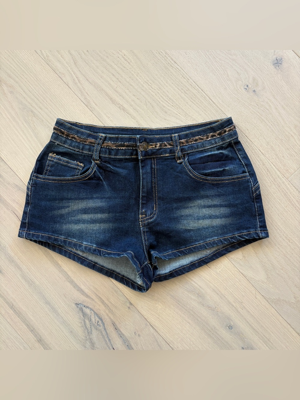 Leopard Denim Shorts